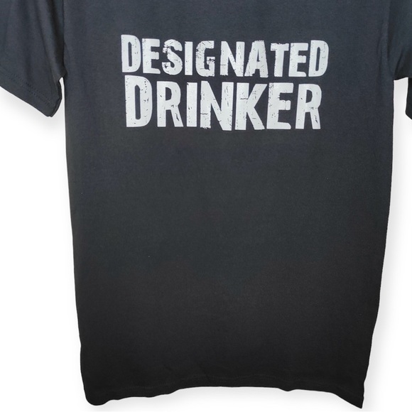 Designated Drinker Graphic 100% Cotton Black T-Shirt - Picture 3 of 6